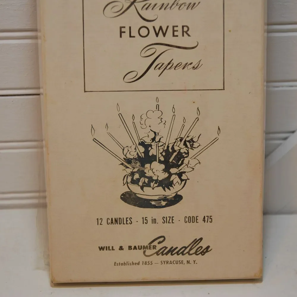 Vintage Will & Baumer Rainbow Flower Candles Slim Tapers 15